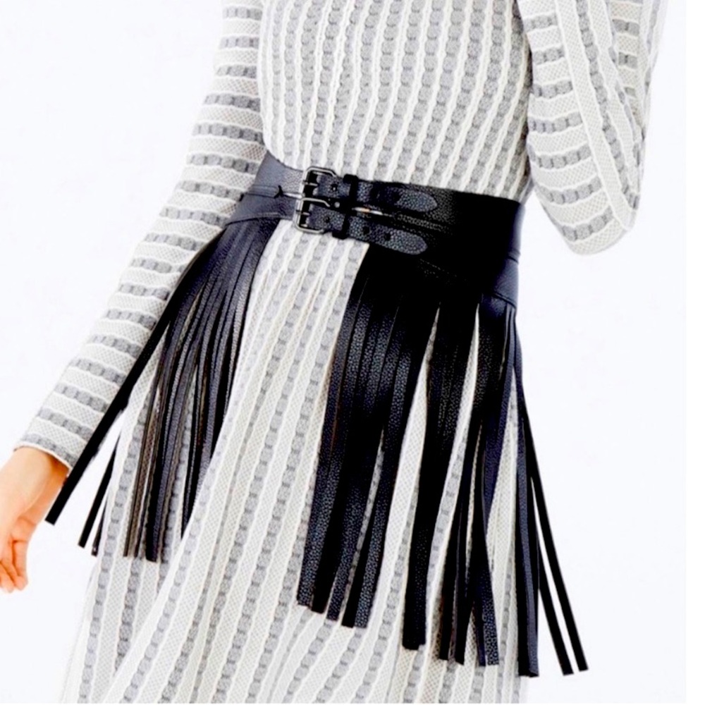 BCBGMAXAZRIA Fringe Contour Waist Belt